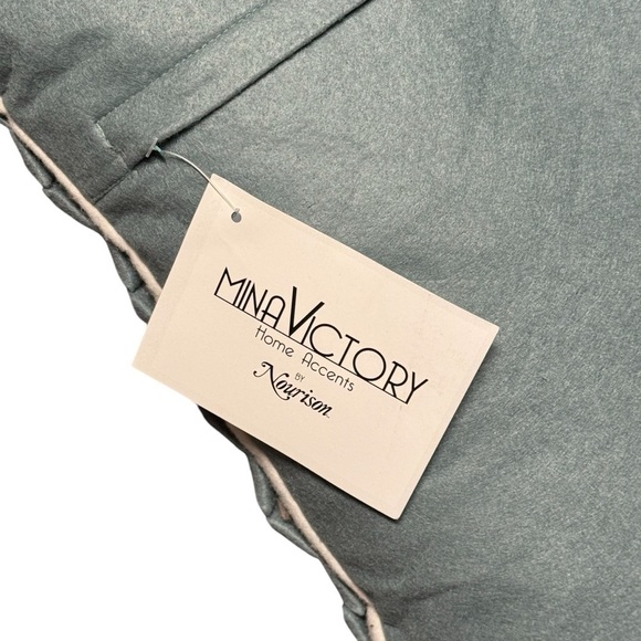 NEW Nourison Mina Slate Blue Wool Felt Textured Throw Pillow 12x12 - Picture 6 of 6